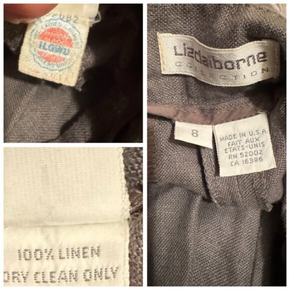 Liz Claiborne Vintage Linen High Waist Pants Cuffs Straight Tapered Leg Pockets - Picture 10 of 16